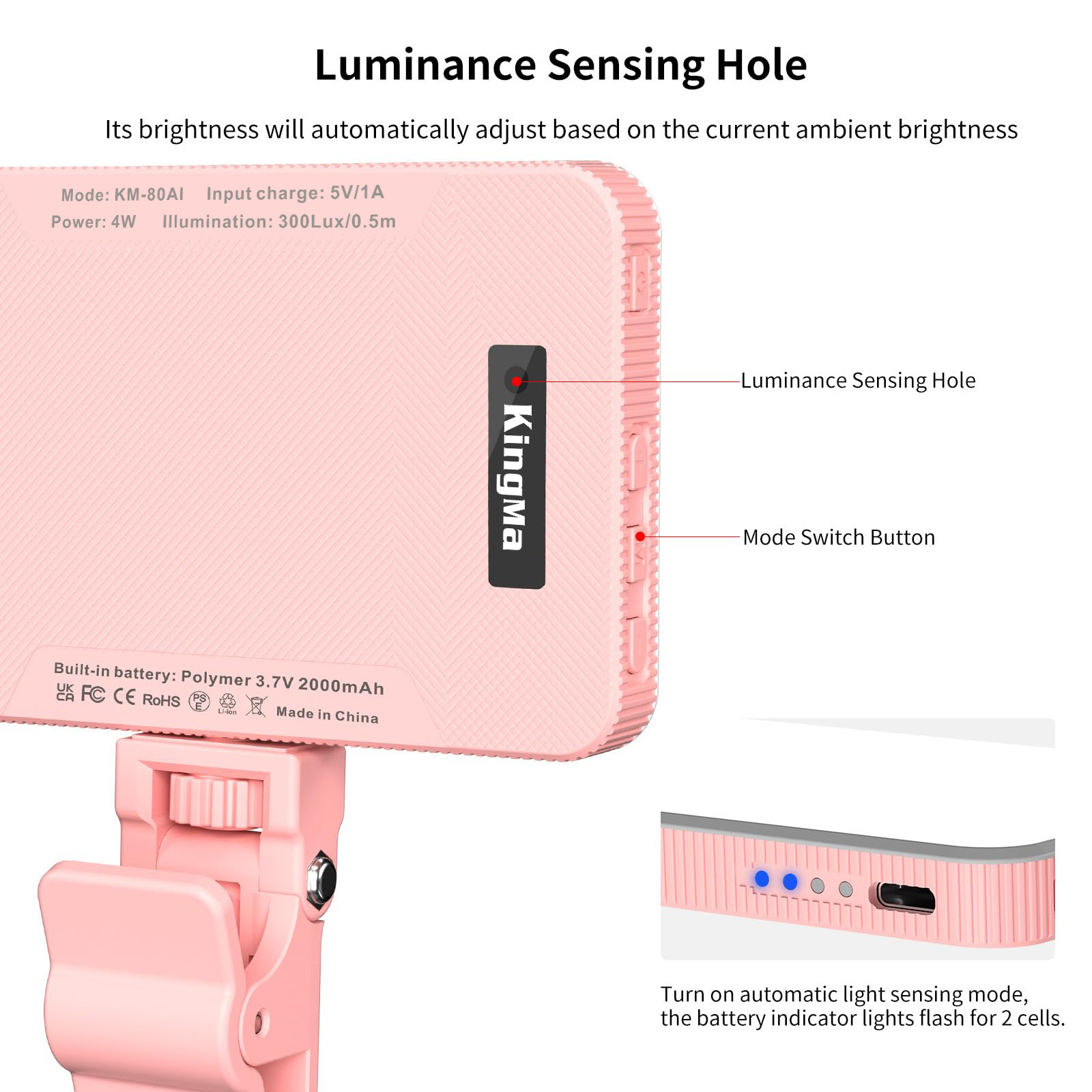 King Ma Pink Rechargeable Self - Photography Lighting Product review and price