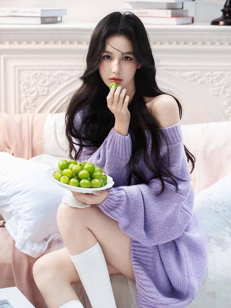 Autumn Winter Purple Sweater O - Lighting In Photography review and price