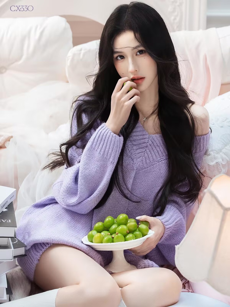 Autumn Winter Purple Sweater O - Lighting In Photography review and price